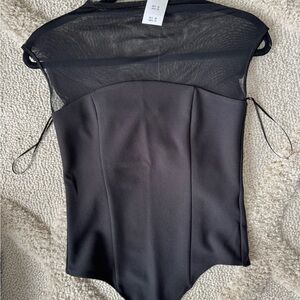 New Abercrombie Black Mesh Bodysuit in size small